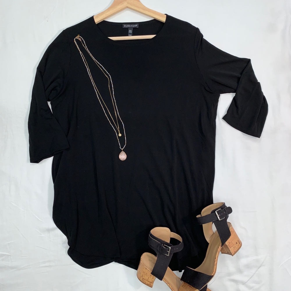 Eileen Fisher 3/4 sleeve with folded slits on back